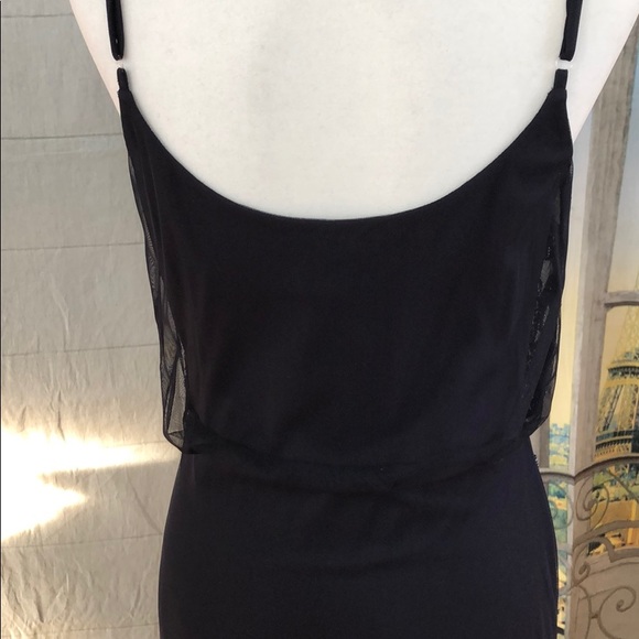 Adrianna Papell Mesh Floral Beaded Sheath Midnight - Picture 5 of 8